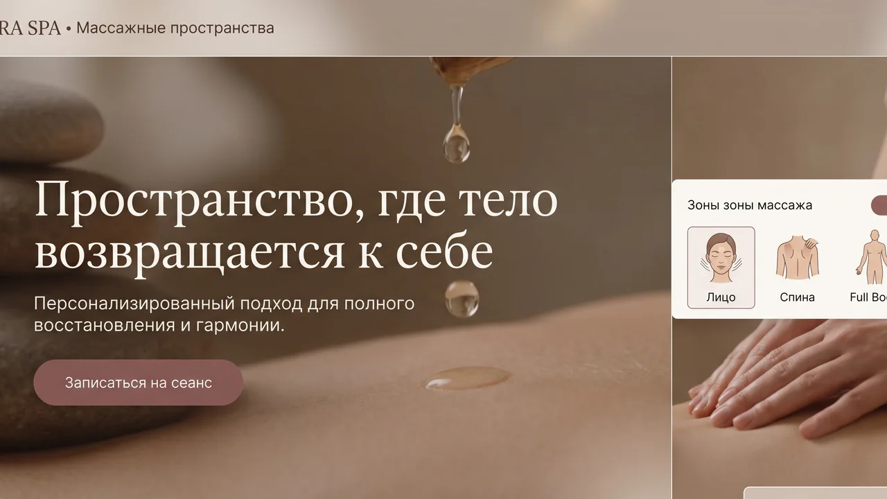 Massage studio landing page concept