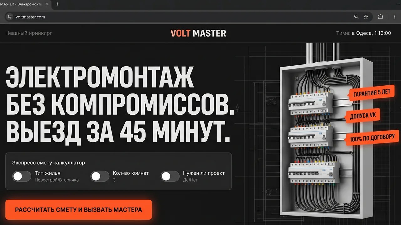 Electrician services landing page concept